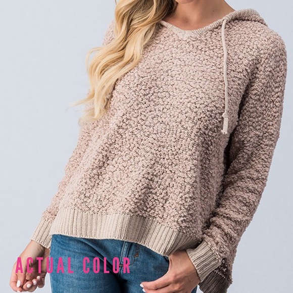 LAST SALE‼️ Cuddly Soft Popcorn Hoodie-Mocha - Picture 3 of 4